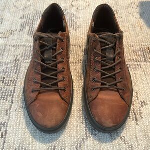 Ecco Brown Leather Lace-Up Sneakers Men’s Size 9 EU 42 Great Condition